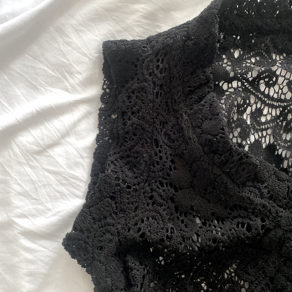 Black Crochet Knit Mini Dress - Picture 8 of 8